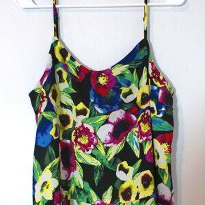 Attention Women’s Large Floral Sleeveless Tank Top Black Multicolor